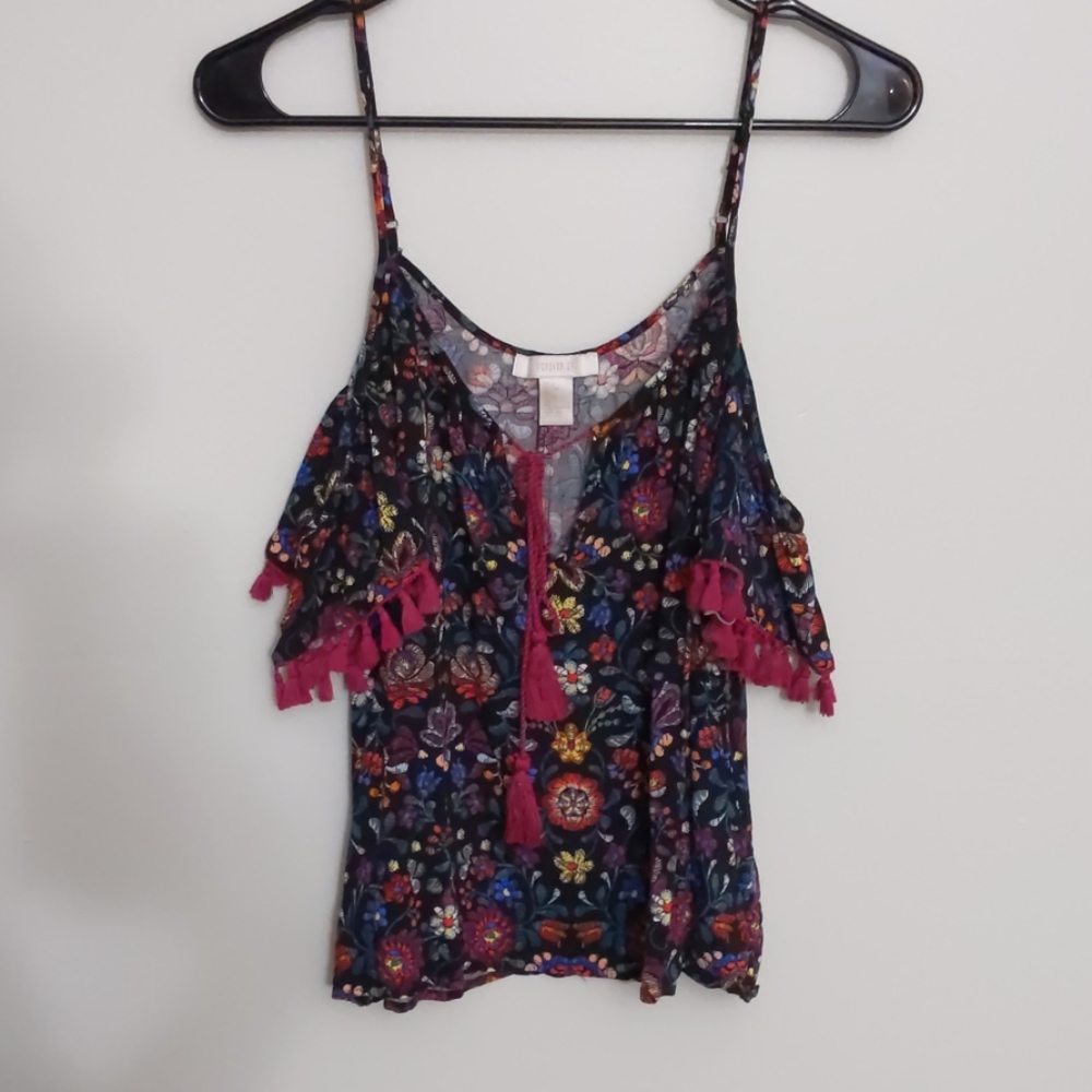 Printed Cold Shoulder Top